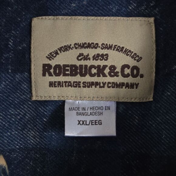 Roebuck & Co Denim Shirt Mens XXL Acid Wash Short Sleeve Button Vintage - Picture 5 of 7